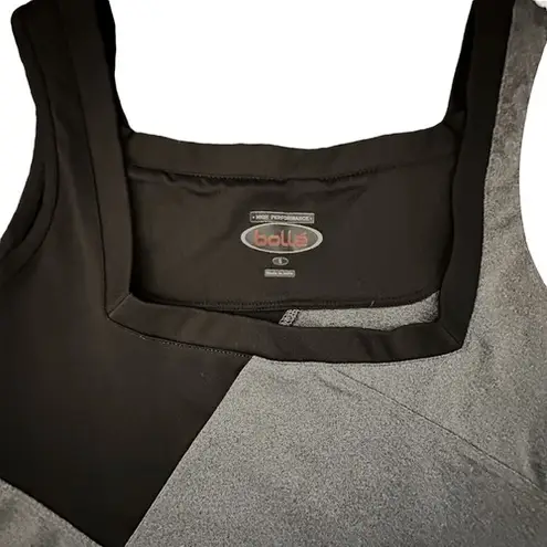 Bolle High Performance Athletic Tank Top Black Grey Geometric Square Neck S Gray