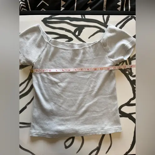 Brandy Melville  JOHN GALT Light Blue Ribbed Off Shoulder Top Women’s One Size