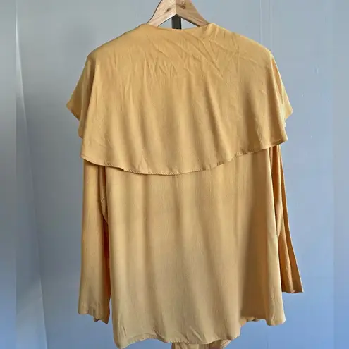 Vintage 80’s 90’s lagenlook button front drapery retro tunic top Gold Size L