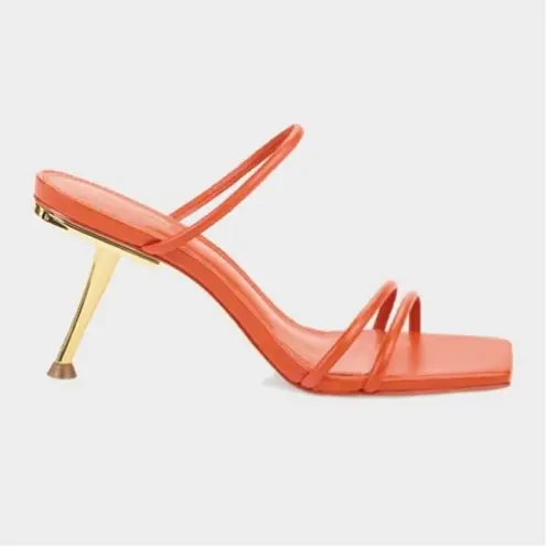 Cult Gaia Lydia gold-heel square-toe strappy leather sandal size IT 36 US 6 NEW