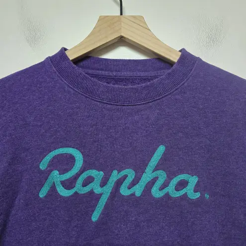 Rapha Logo Sweatshirt Purple Teal Script Crewneck 100% Cotton Size Small S