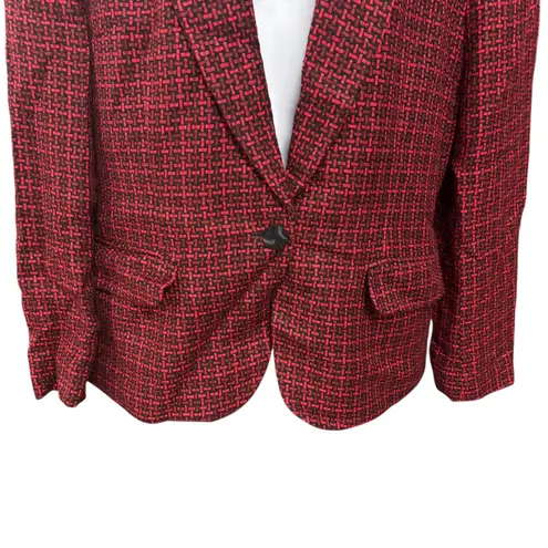 Giraffe Red Tweed Blazer Women's Size 8 Single Button Career Jacket VTG