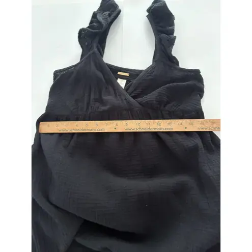 Magaschoni Maxi Dress Size S Black Babydoll Gauze Flutter Whimsigoth Witchy