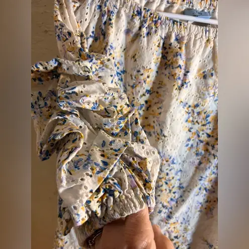 CeCe Cream Ruffled 3/4 Sleeve Blouse eyelet lined colorful floral summer casual