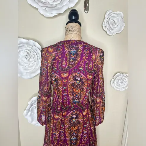 Jessica Simpson Brown & Purple Floral Size 6 High Low Dress