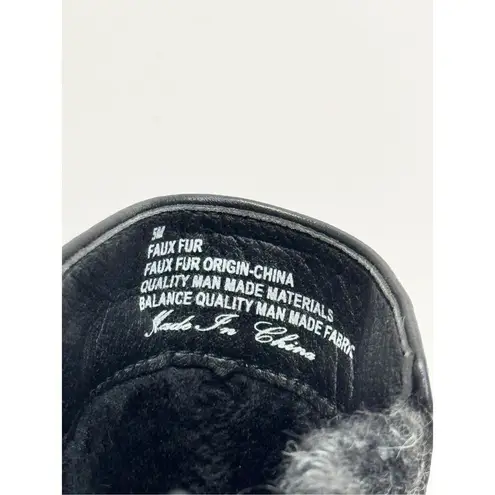 Easy Street Easy Streets Booties Size 5 Black Block Heel Faux Fur Lug Outsole Faux Leather