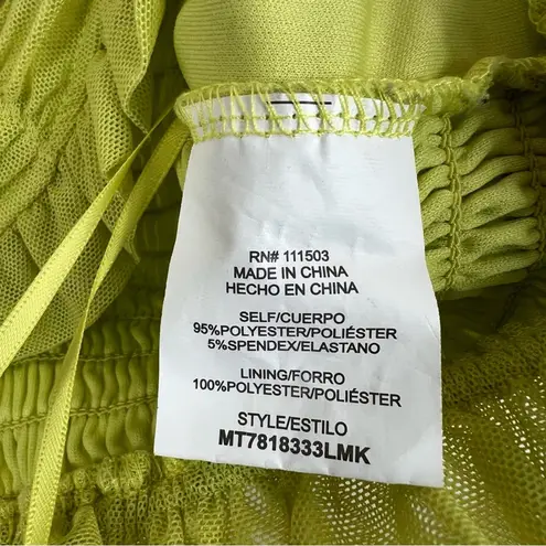 Meraki Cropped Tank Top Womens XL Lime Neon Green Ruched Ruffle Peplum Y2K Indie