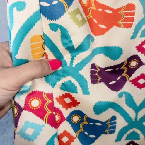 Judith March Cream Multicolored Bird Print Strapless Dress Size Medium