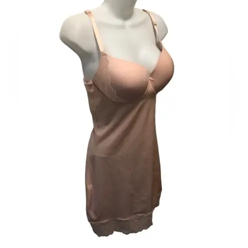 Spanx Red Hot Nude Slimming Slip XL Lace Trim Padded Cups Sculpting Shapewear