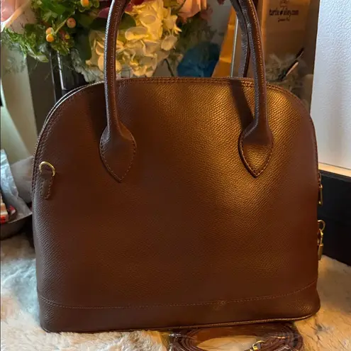 MCM Rich Brown Leather Two Way Satchel Crossbody