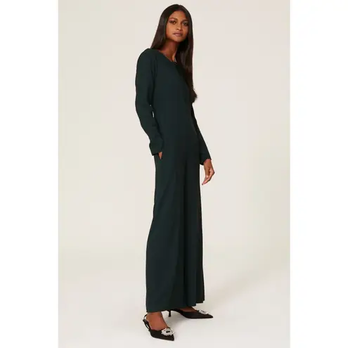 Adam Lippes Dark Green Wide Leg Long Sleeve Crepe Jumpsuit Size 4