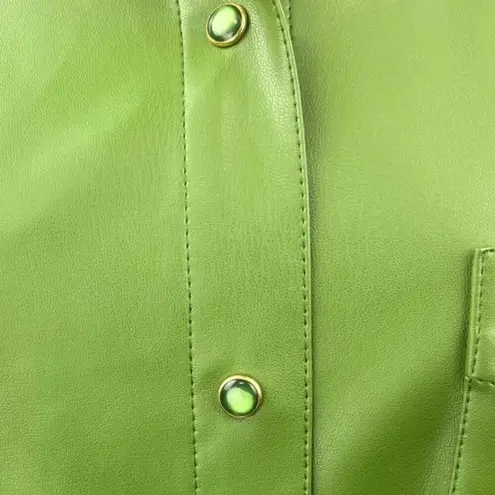 We Wore What Women's Green Faux Leather Vegan Shacket Jacket Shirt Top Size M