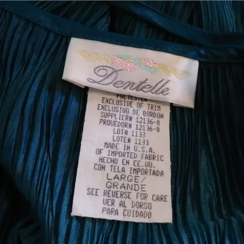 Vintage Dark Teal Lace Top Chemise Slip Dress Blue Size L