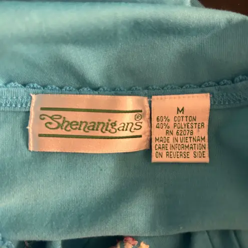 Vintage Embroidered Shirt Medium Cottagecore Floral Feminine Casual Boho Knit Blue