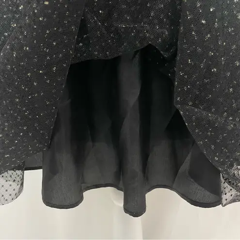 ZARA Glitter Polka Dot Tulle Knee Length Skirt Black Gold Size Small 7736/420