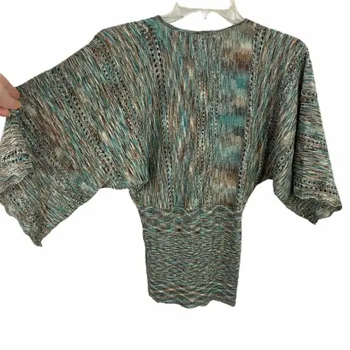 Emma James Emma E James Metallic Multi Color Knitted Winged Sleeve Sweater Size Small