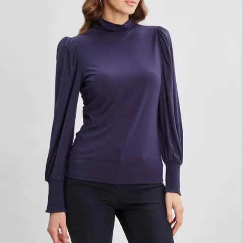 Elie Tahari  Smocked Turtleneck Knit Top Women's‎ Small Willow Green Career NWT