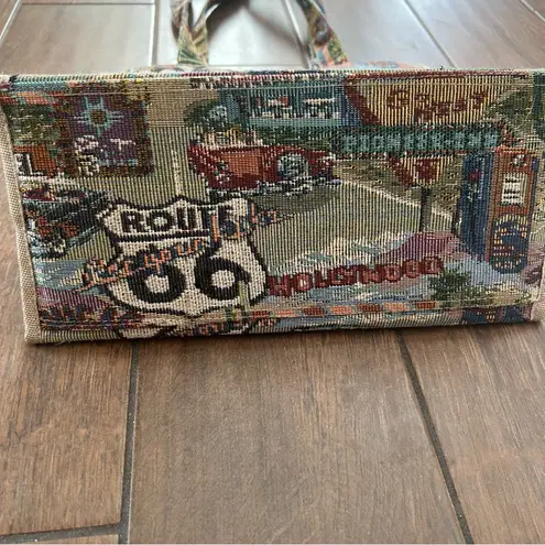Unique Vintage Route 66 Vintage Tapestry Travel Tote Bag w/Coin Purse
