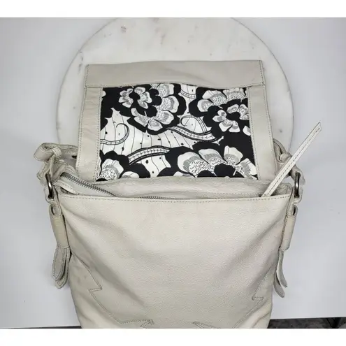 Liebeskind Berlin Leather Shoulder Bag Cream Flap Tassel Accent Unique Design White