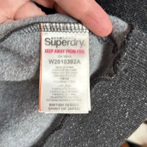 Superdry Vintage Logo Embossed Glitter Hoodie in Black Snowy Size 8