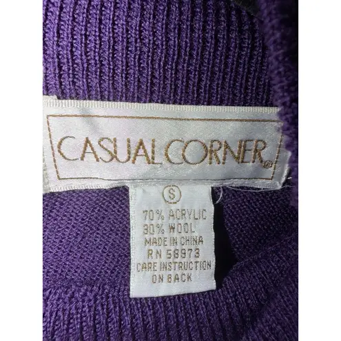 Vintage Casual Corner Purple Mock Neck Sweater with Padded Shoulders