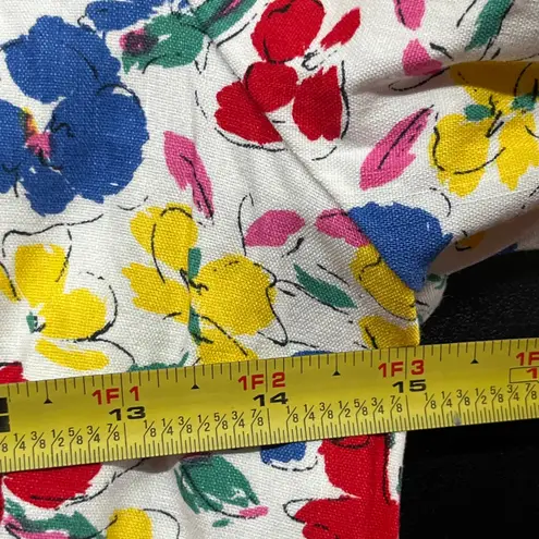 Rixo for Target Women's Linen Rayon Multi Floral Puff Sleeve Button Dress 2 NWT White