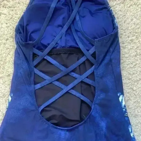 La Blanca Boho Tie Dye One Piece Swimsuit Blue Size 6