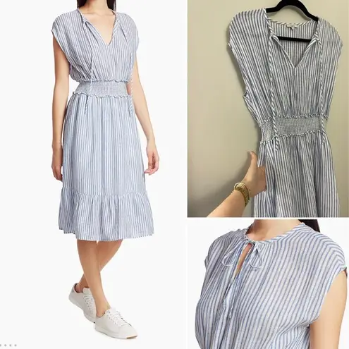 Rails NWOT  Ashlyn Smocked Coastal Minimalist Pocket Linen Blend Dress Medium