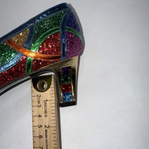 Vintage Margaret Jerrold Retro Holiday Party Glitter Jeweled Pumps Heels Shoes 7