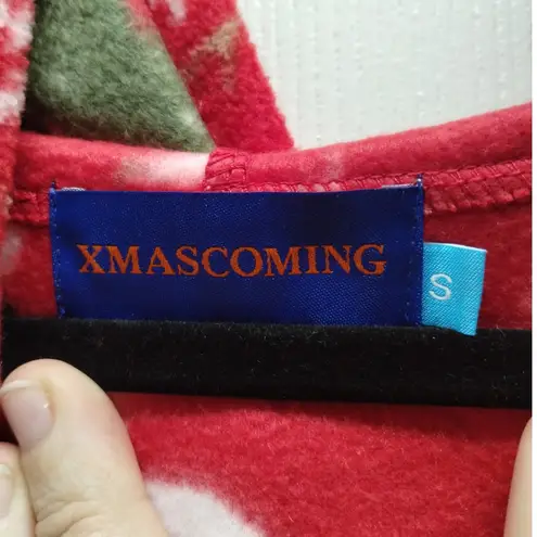 XmasComing NEW Unisex Size Small Red Fleece One Piece Hooded Reindeer Pajamas