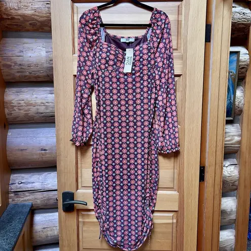 NEW Madden NYC Womens Floral Sheer BodyCon Dress Plus Size XXL Boho Hippie Indie Brown