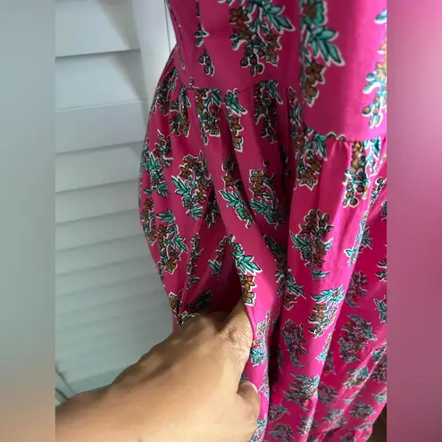 J. Crew | tiered block floral print puff sleeve midi dress Pink Size 14 - Image 4