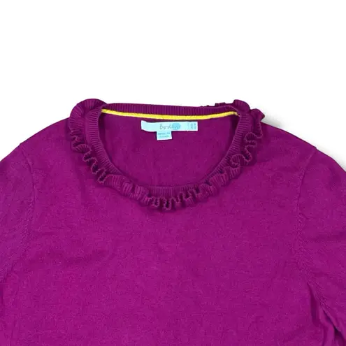 Boden Size 10 M/L Barbie Pink Ruffle Trim Wool + Cotton Pullover Sweater K0041 Size L