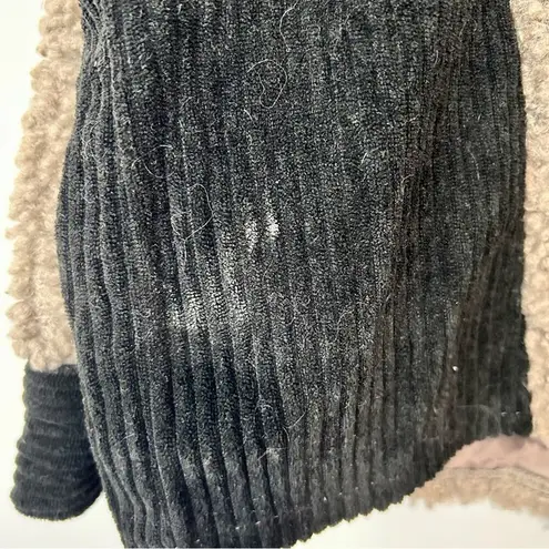 Prómesa PROMESA Women's Contrast Button Down Sherpa Jacket Grey Black Size Medium FLAW