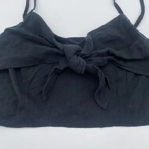 Aerie  Black Tie Front Twist Cotton Tank Top Summer Size Large