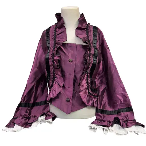 Victorian Choice Edwardian Gothic Steampunk Vintage Blouse Shirt Top Purple Lrg Size L