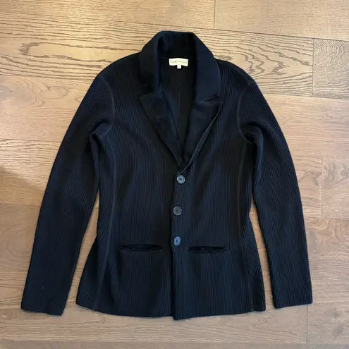 Emporio Armani Black Textured Ribbed Knit Blazer Size 40 - medium