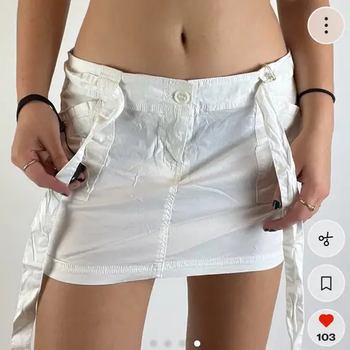 White Y2K Cargo Micro Skirt Size XL