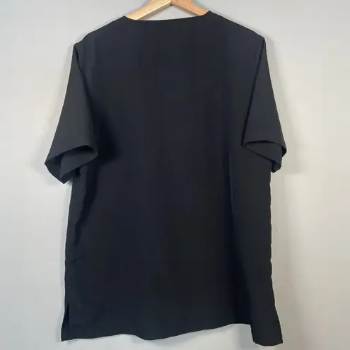 Orvis Ladies Button Front Blouse Black Size Large Tunic Minimalist Classic