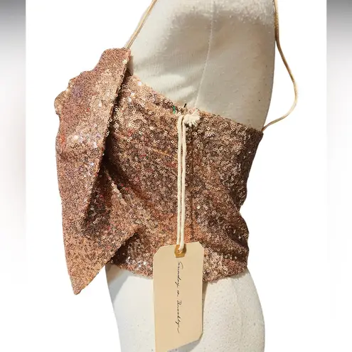 Sunday in Brooklyn Bow Front Top Rose Gold Sequins Size Small NWT