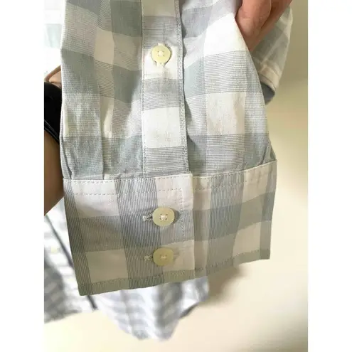 UNTUCKit Plaid Button Down Collared Blouse Shirt Light Blue White Size 0 NEW