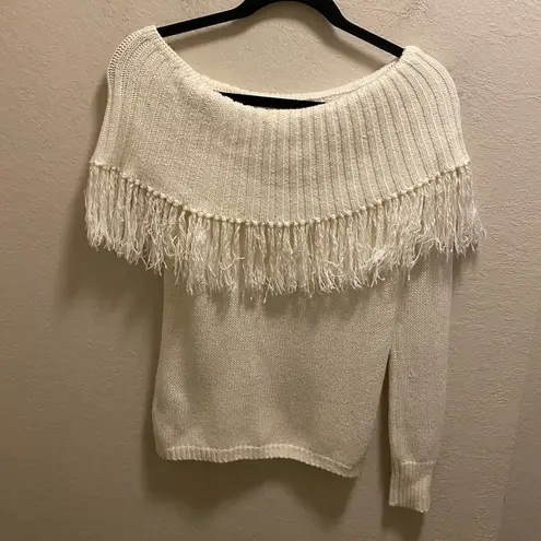 House of Harlow 1960 X Revolve Ivory Fringe Trim Jazzie Sweater Size XS