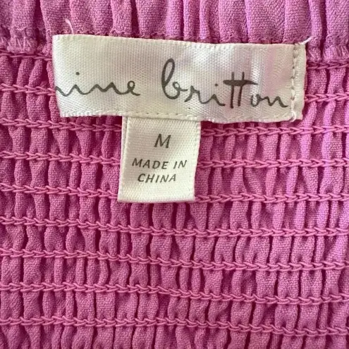 Nine Britton Rosette Ruffle Hem Puff Sleeve Women’s Blouse Peplum SZ M # 1898