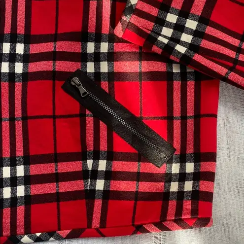 Cartise Red and Black Tartan Cropped Jacket with Zipper Size 4