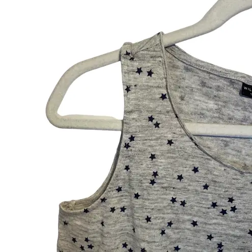 Willi Smith Size S Heather Gray 100% Linen Star Print Tank Top Sleeveless Jersey