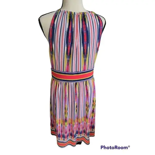 London Times  Size 10 Colorful Vertical Stripes Sleeveless Dress