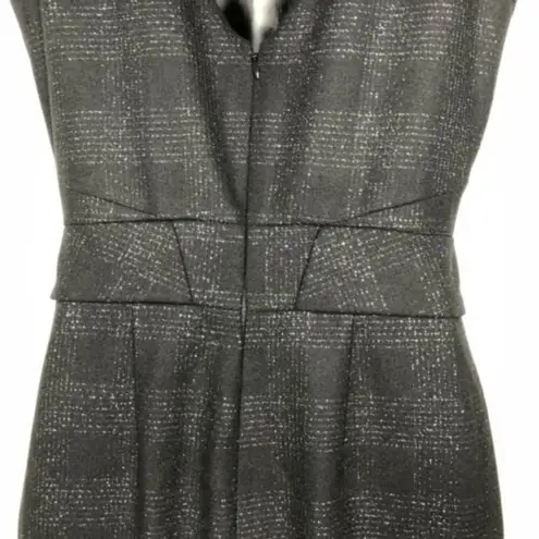 Club Monaco Black & Silver Metallic Sheath Dress Size 4 Square neckline Tailored