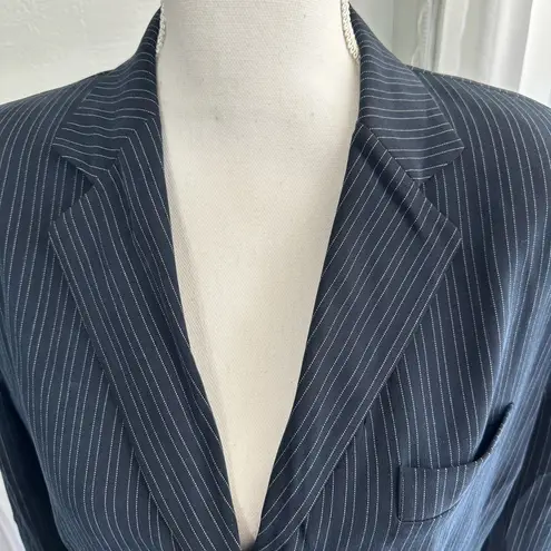Lauren Ralph Lauren silk dark blue pinstriped suit jacket size 8