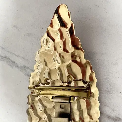 Neo Vintage Gold Tone Hammered Metal Belt Buckle Leaf Design Statement ✨