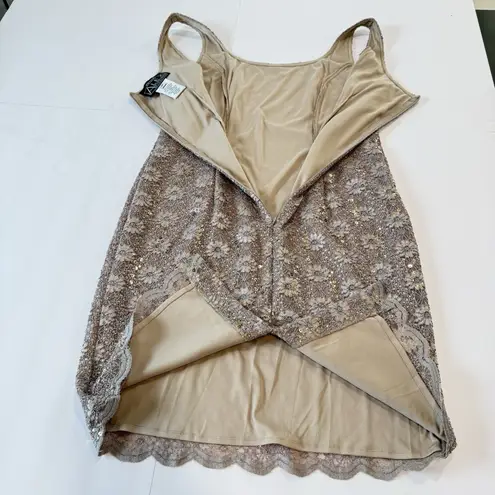 Alex Evenings Champagne Lace Sequin Two Piece Jacket Sleeveless Dress Size 8P
